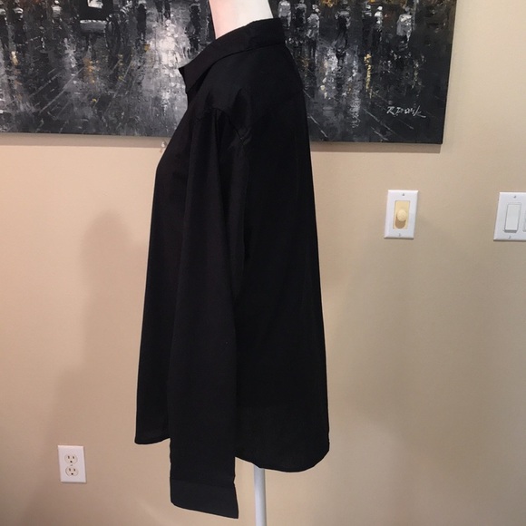 NWT DKNY Women’s Black/Grey Inside Collar Button Down Long Sleeve Shirt-Size L - Picture 4 of 7